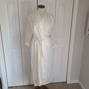 Vintage Dentelle Bridal Nightgown Slip Penoir Robe Set Size S Lace Beaded Sheer